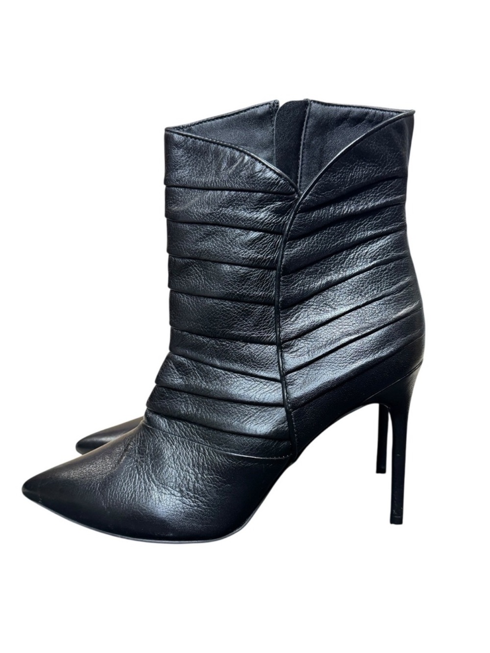 Catherine Malandrino Black Leather Pointed Toe Stiletto High Heel Ankle Boot - 9